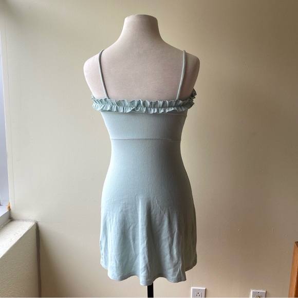 Aritzia Sunday Best Anne-Marie Ruffled Mini Dress Sea Spray Blue Green Sz S - Picture 5 of 8